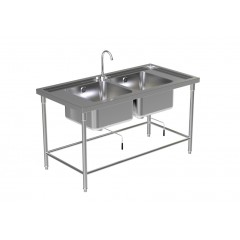 DOUBLE SINK TABLE W/FAUCET 2